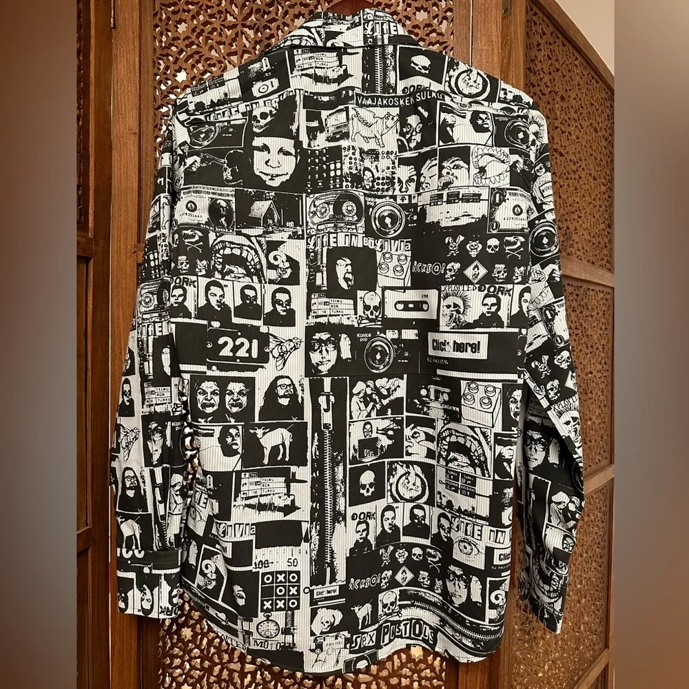 🚹📐Bolivia vivi con estilo b/w graphic button down shirt - Picture 4 of 8